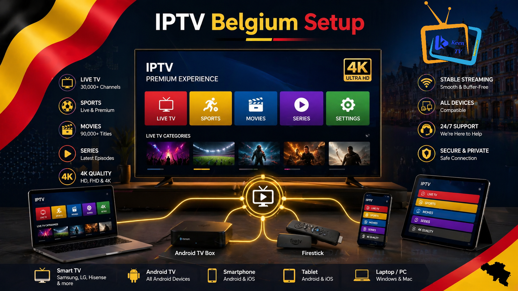 IPTV Belgium setup on Smart TV Firestick and phone