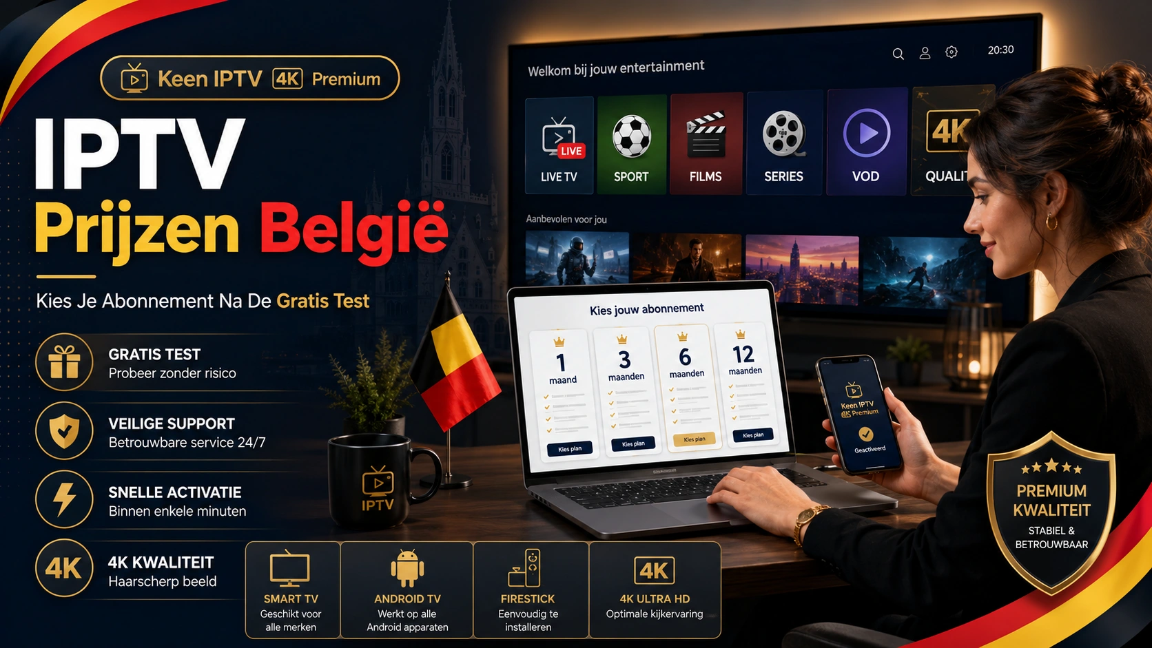 IPTV prijzen België abonnementen 1 maand 3 maanden 6 maanden 12 maanden