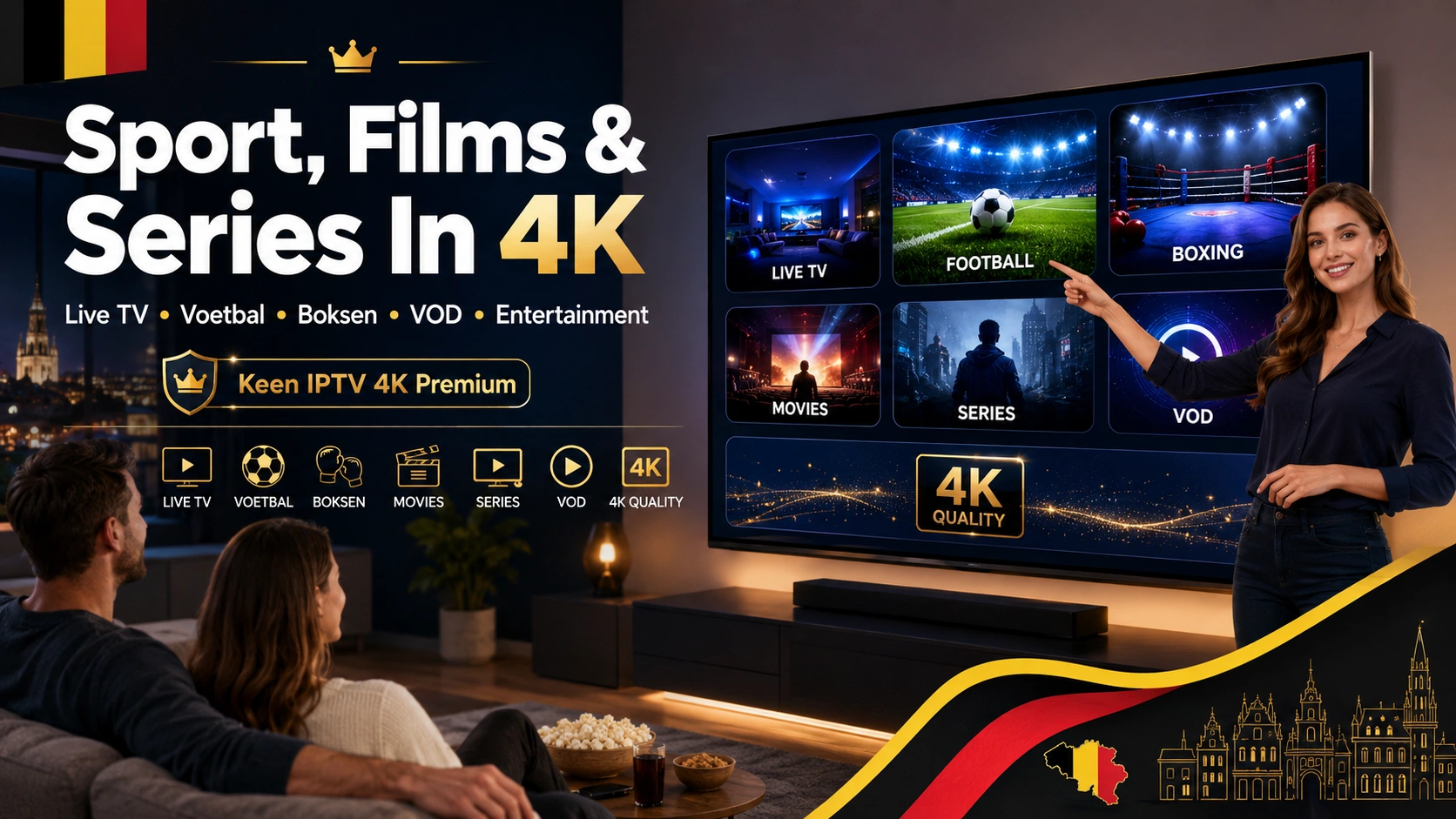 Sport films series en 4K streaming op Smart TV in België