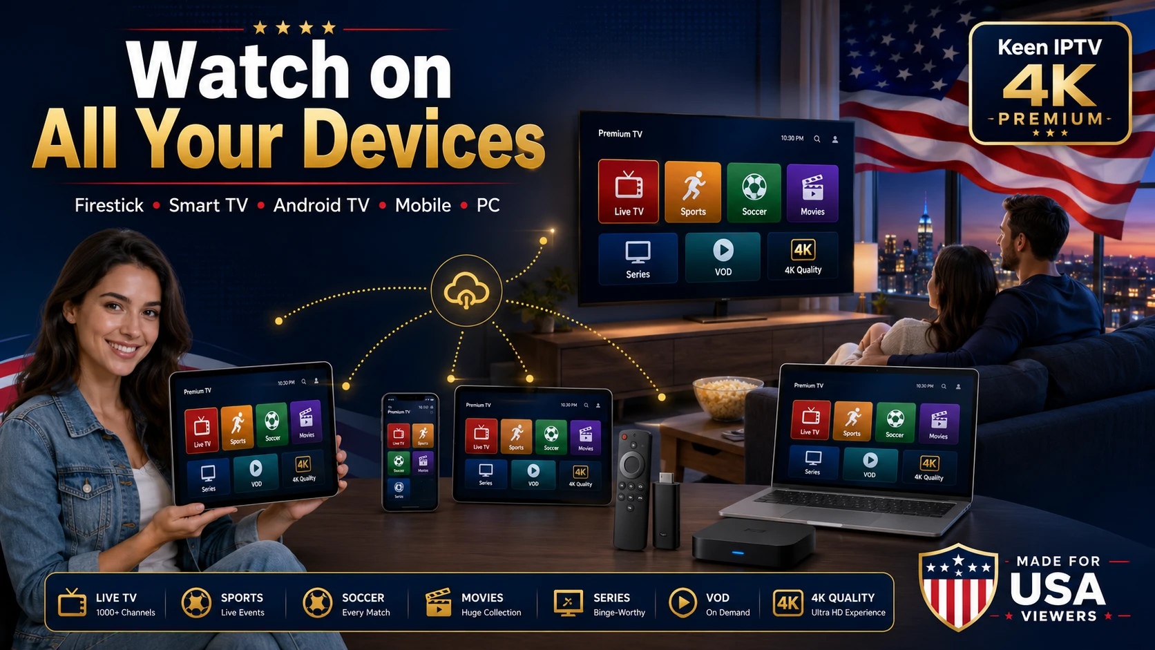 Best IPTV Subscription USA on Firestick Smart TV Android TV mobile tablet and PC