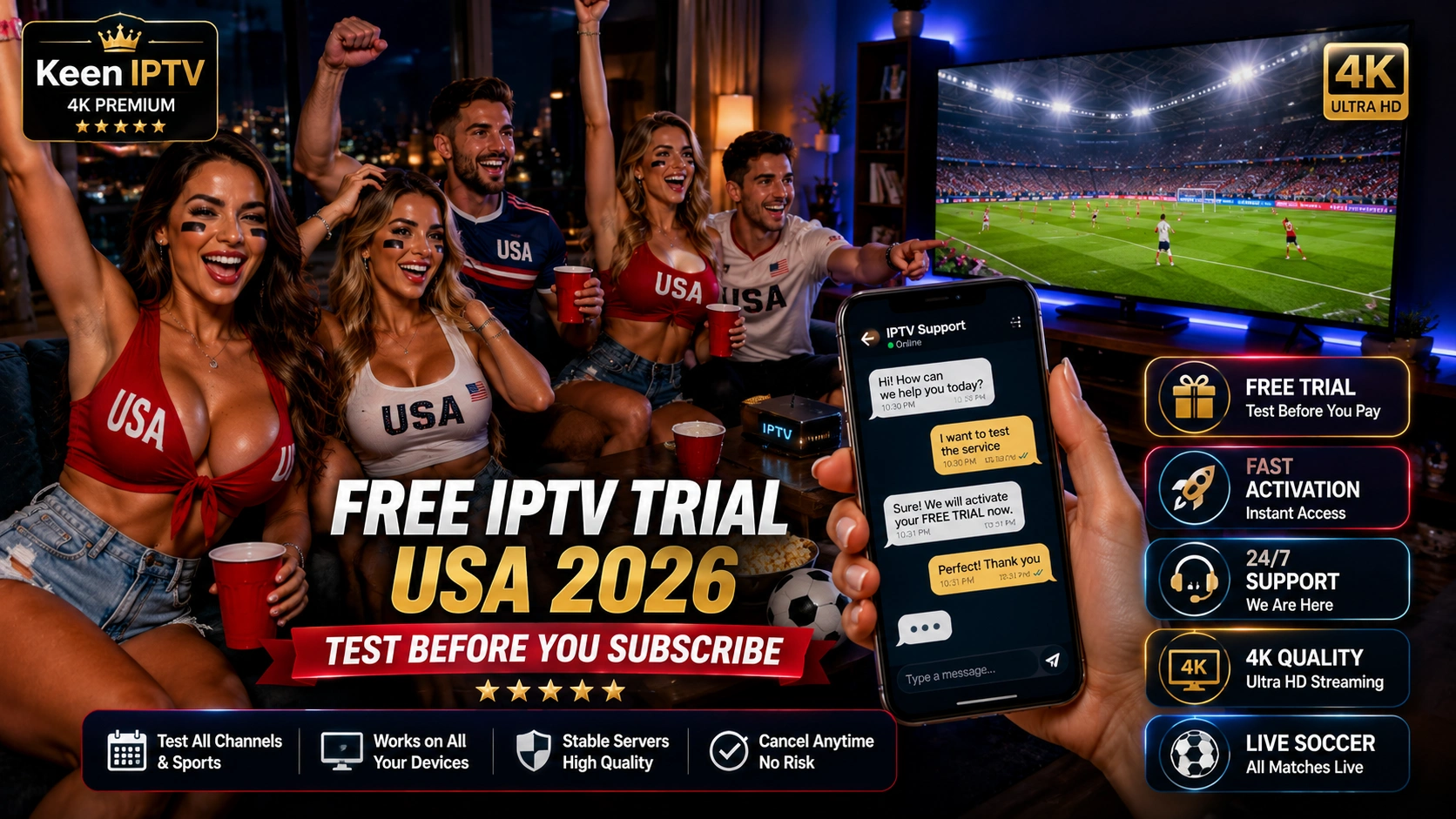 IPTV problems World Cup USA 2026 free trial before subscription and support