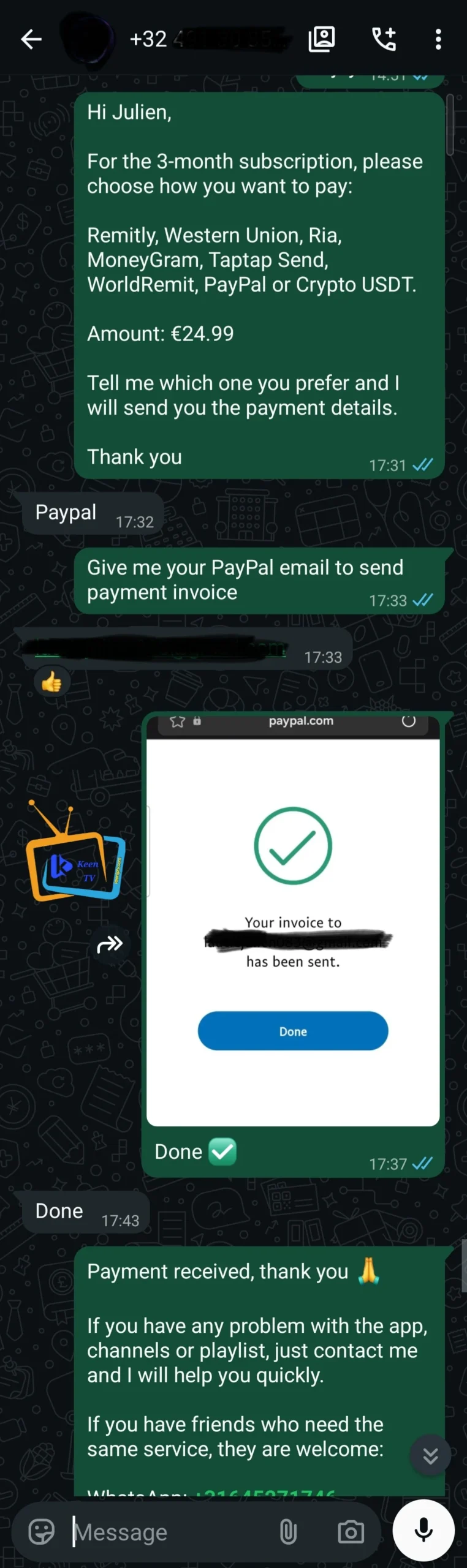 Keen IPTV customer feedback from Belgium