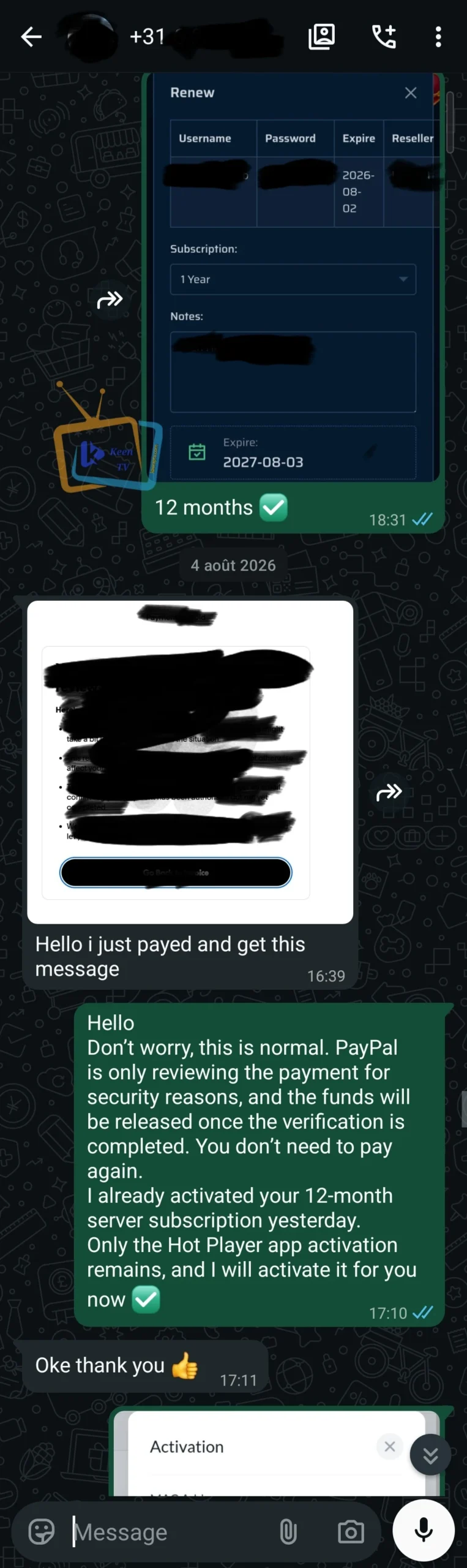 Keen IPTV customer review from the Netherlands